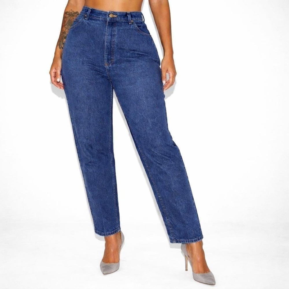 80s Vintage Western Cinch Waist Jeans Womens 16 Dark Wash High Waist Lee Rodeo